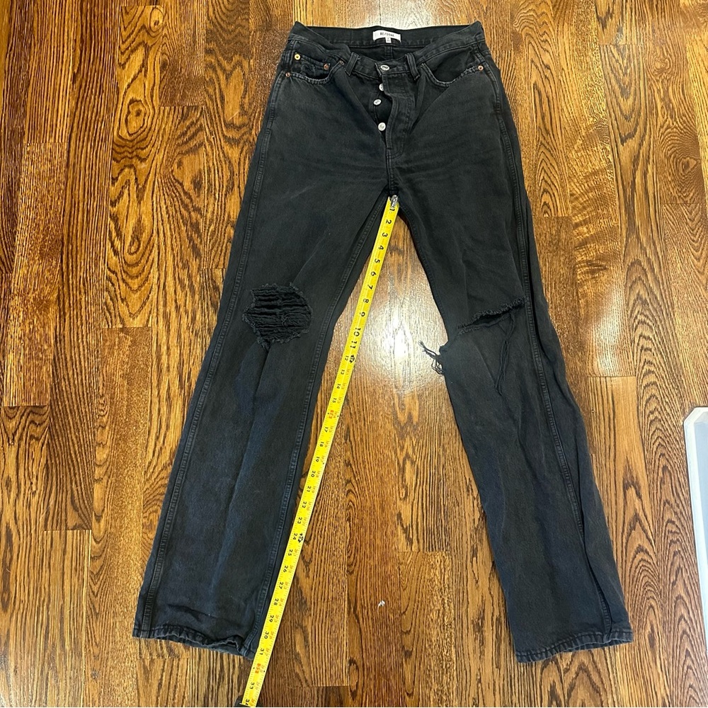 Re/Done High Rise Loose Washed Black with Rips - Picture 9 of 10